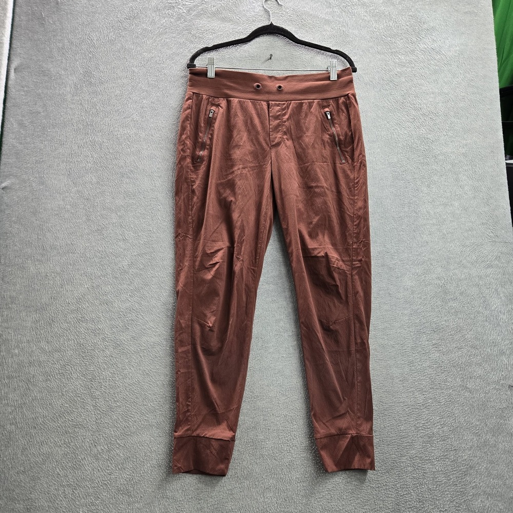 Athleta Women Pants 8 Brown Nylon Trekkie North Jogger Zipper READ